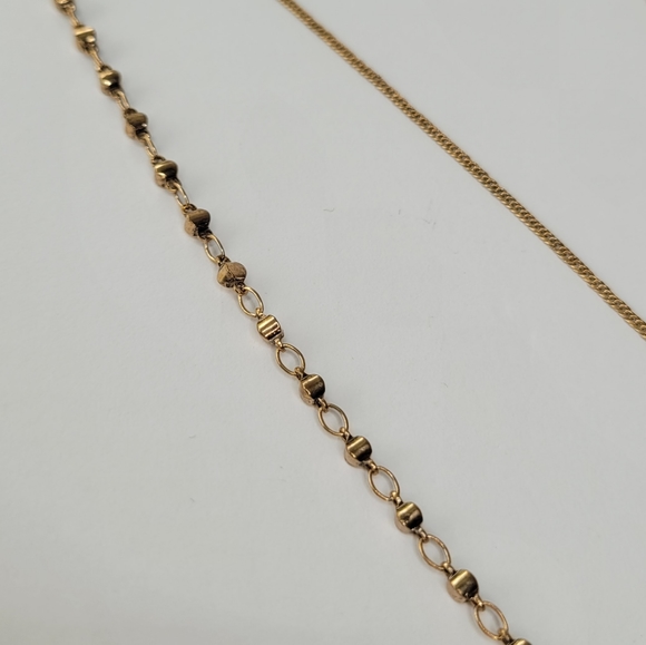 NWT Free People Route 66 layered necklace in Dark Green / Olive in Gold - Picture 7 of 9